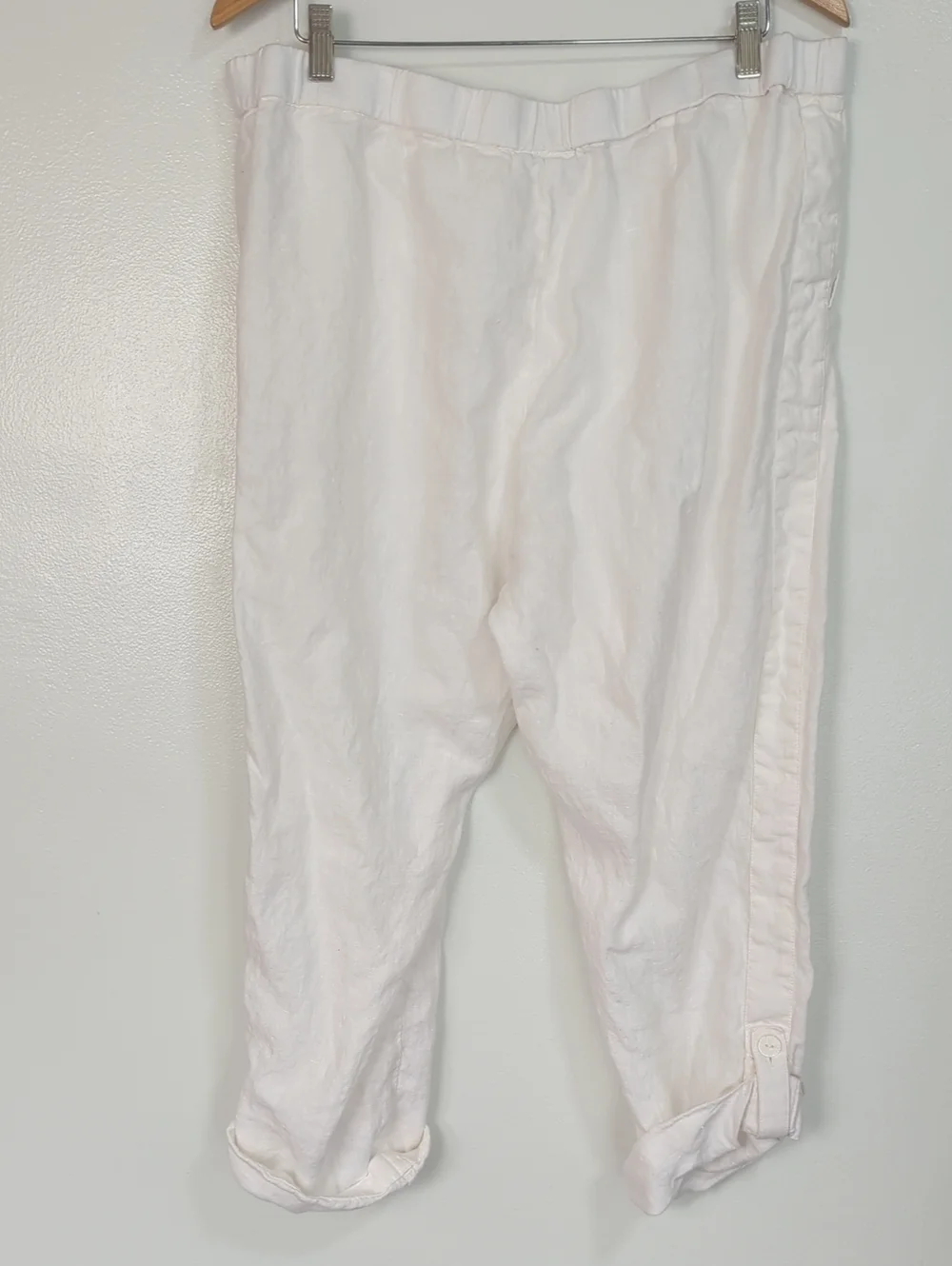 Pure Jill‎ By J. Jill Size XL White 100% Linen Elastic Waist Crop Pants